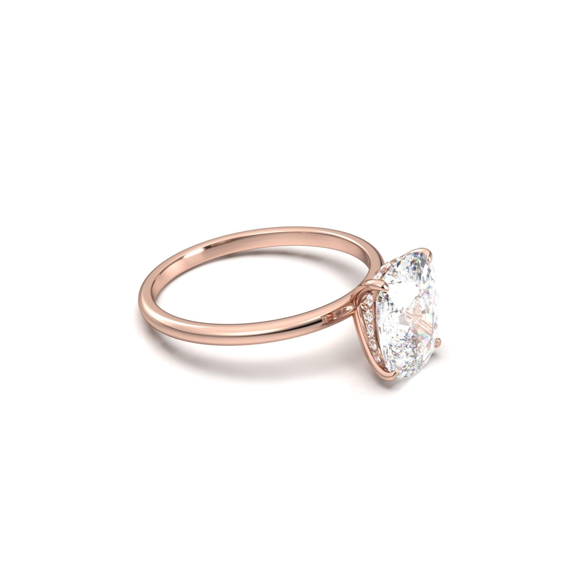 1.25 Carats Elongated Cushion Shape Moissanite Hidden Halo Engagement Ring