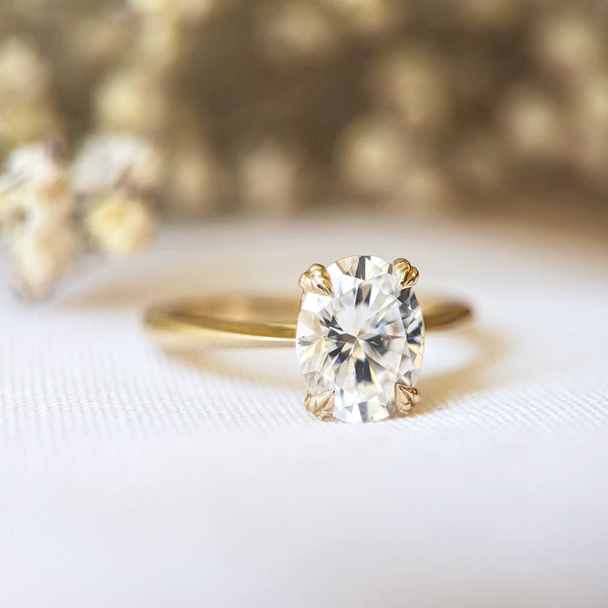 2.10 Carats Oval Shape Moissanite Solitaire Engagement Ring