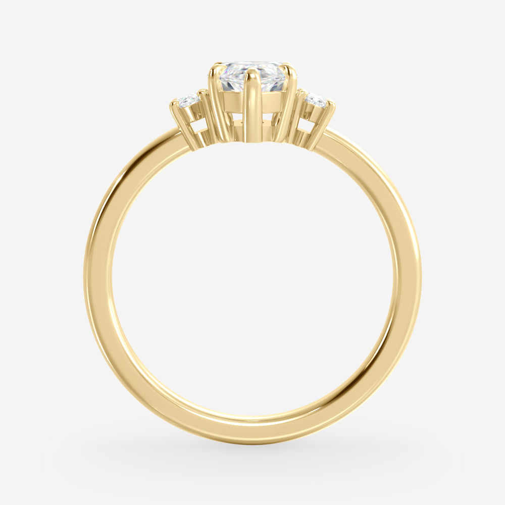 1.0 Carats Marquise Shape Moissanite Three Stone Engagement Ring