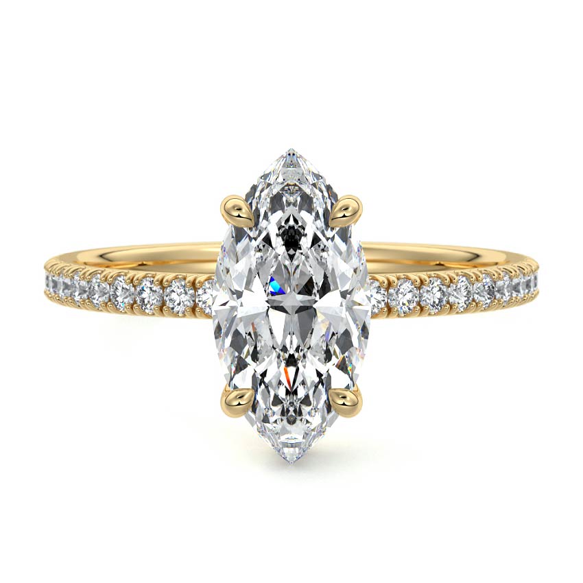 4.50 Carats Lab Grown Diamond Marquise Shape E-VS1 Hidden Halo & Pave Engagement Ring