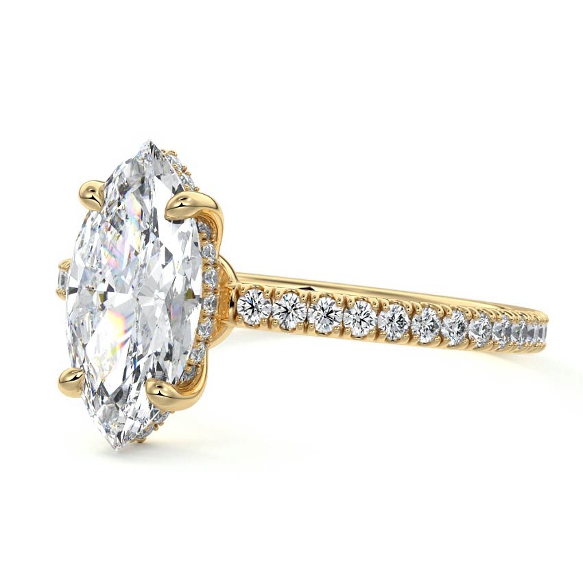4.50 Carats Lab Grown Diamond Marquise Shape E-VS1 Hidden Halo & Pave Engagement Ring