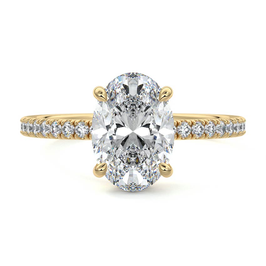 3.0 Carats Lab Grown Diamond Oval Shape E-VS1 Hidden Halo & Pave Engagement Ring