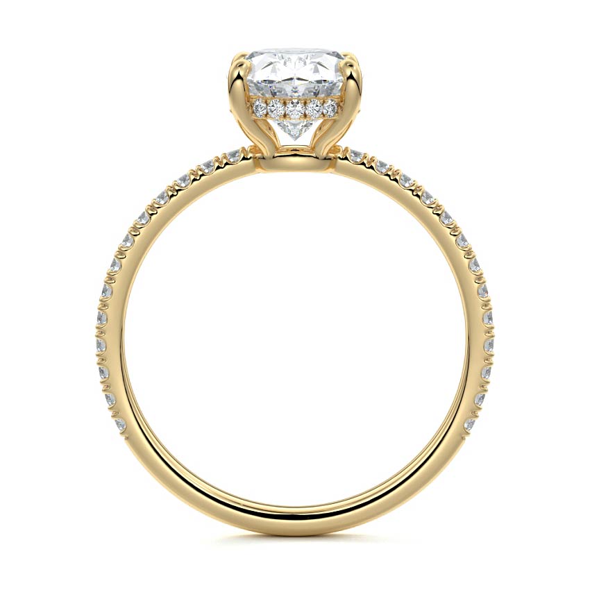 3.0 Carats Lab Grown Diamond Oval Shape E-VS1 Hidden Halo & Pave Engagement Ring