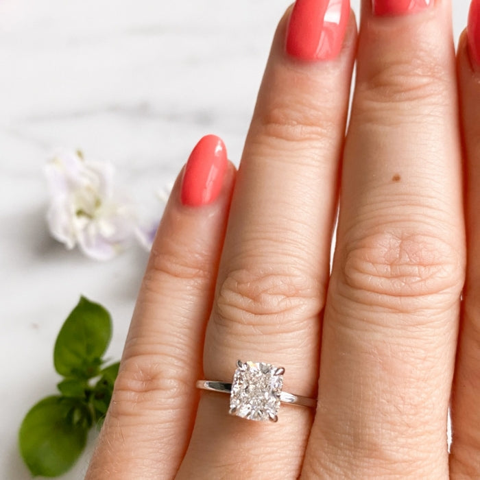 1.90 Carats Cushion Shape Moissanite Solitaire Engagement Ring