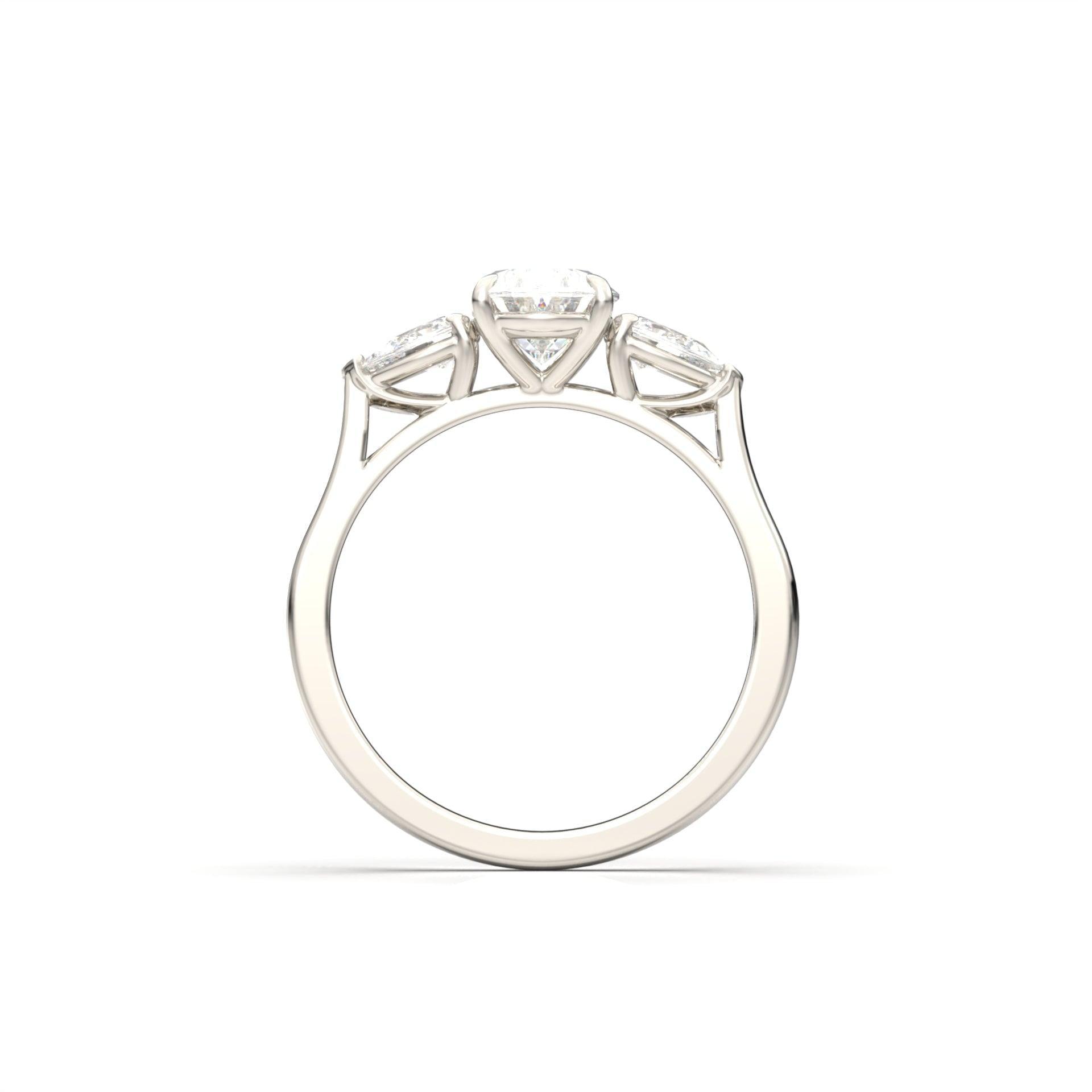 1.50 Carats Oval Shape Moissanite Three Stone Engagement Ring
