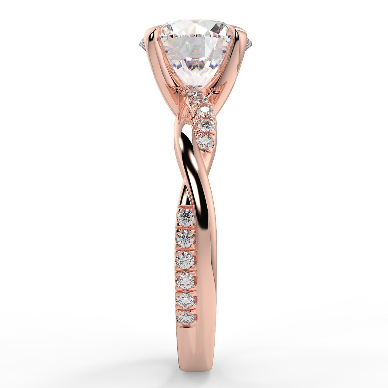 2.50 Carats Round Shape Moissanite Pave Engagement Ring
