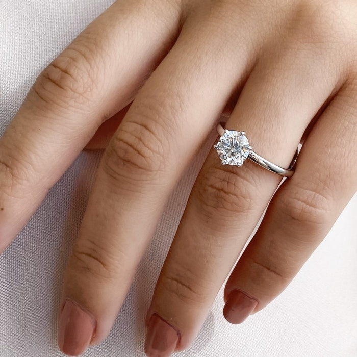 1.25 Carats Round Shape Moissanite Solitaire Engagement Ring