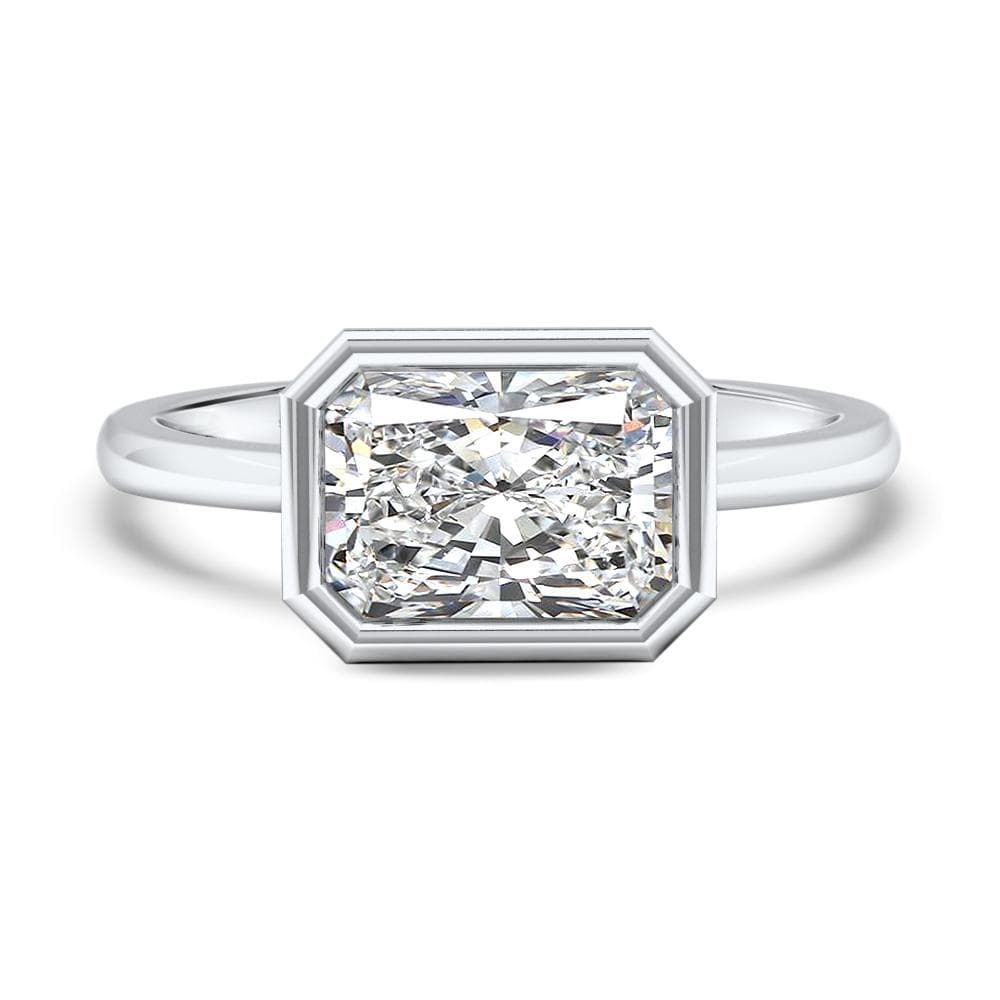 1.0 Carats East-West Radiant Shape Moissanite Solitaire Engagement Ring