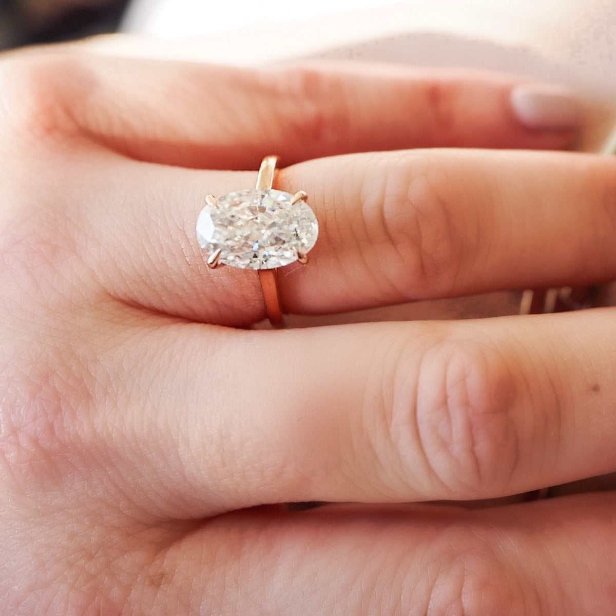 3.50 Carats Oval Shape Moissanite Hidden Halo Engagement Ring
