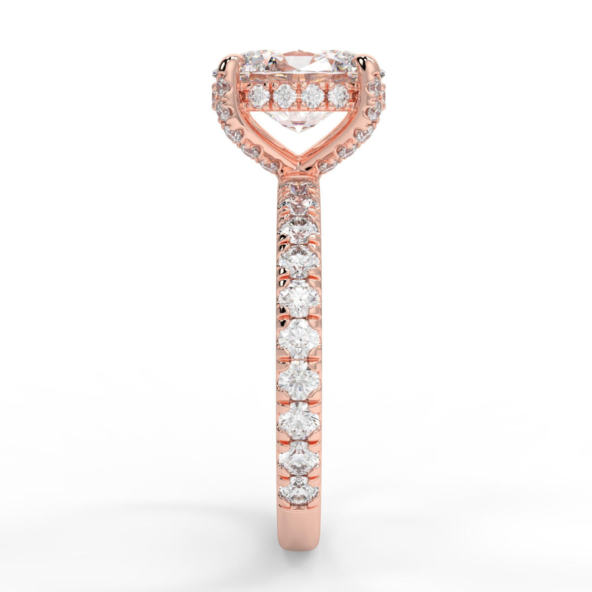 2.70 Carats Oval Shape Moissanite Hidden Halo pave Engagement Ring