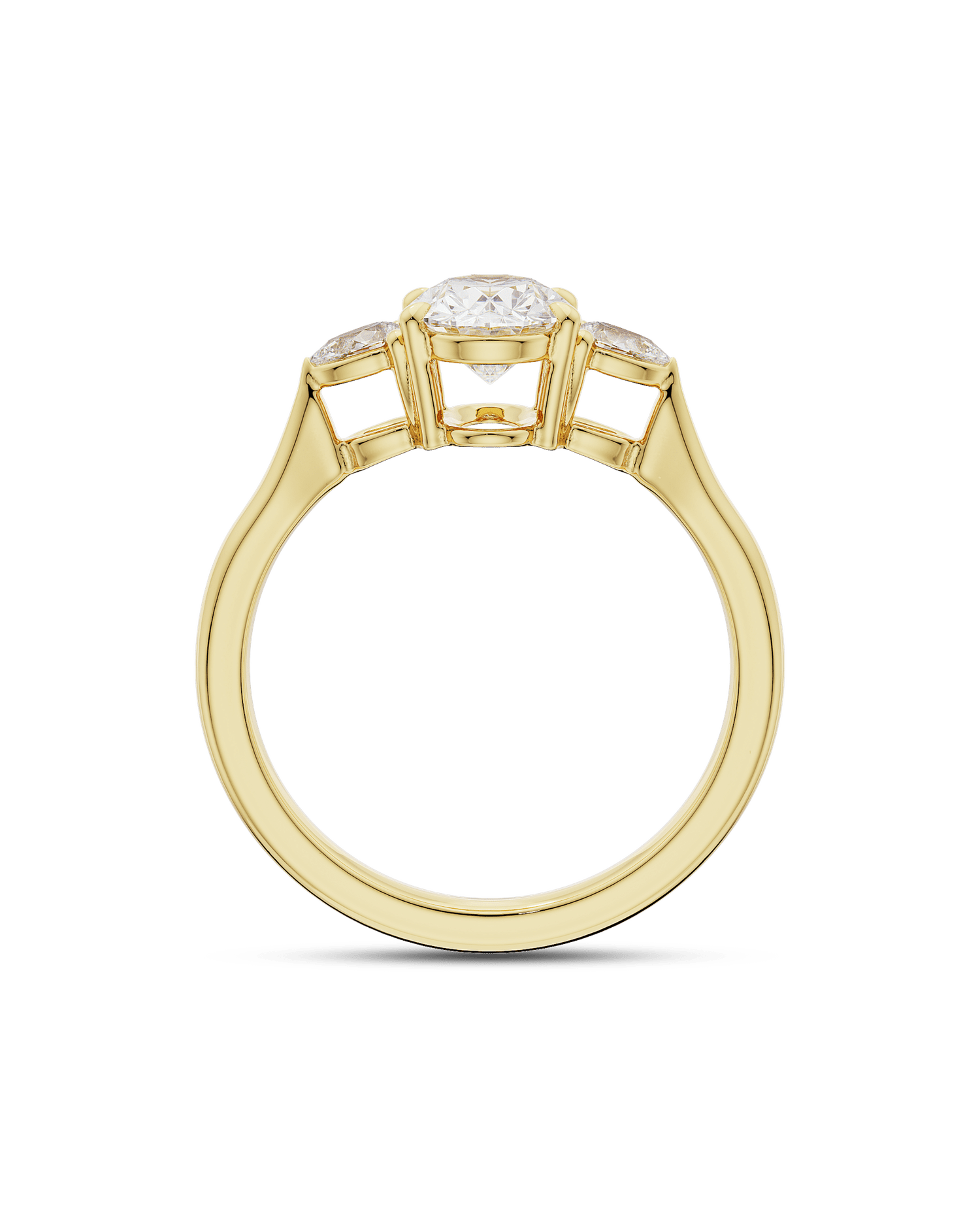 1.30 Carats Oval Shape Moissanite Three Stone Engagement Ring