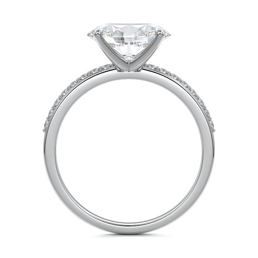 3.50 Carats Lab Grown Diamond East - West Oval Shape E-VS1 Pave Setting Engagement Ring