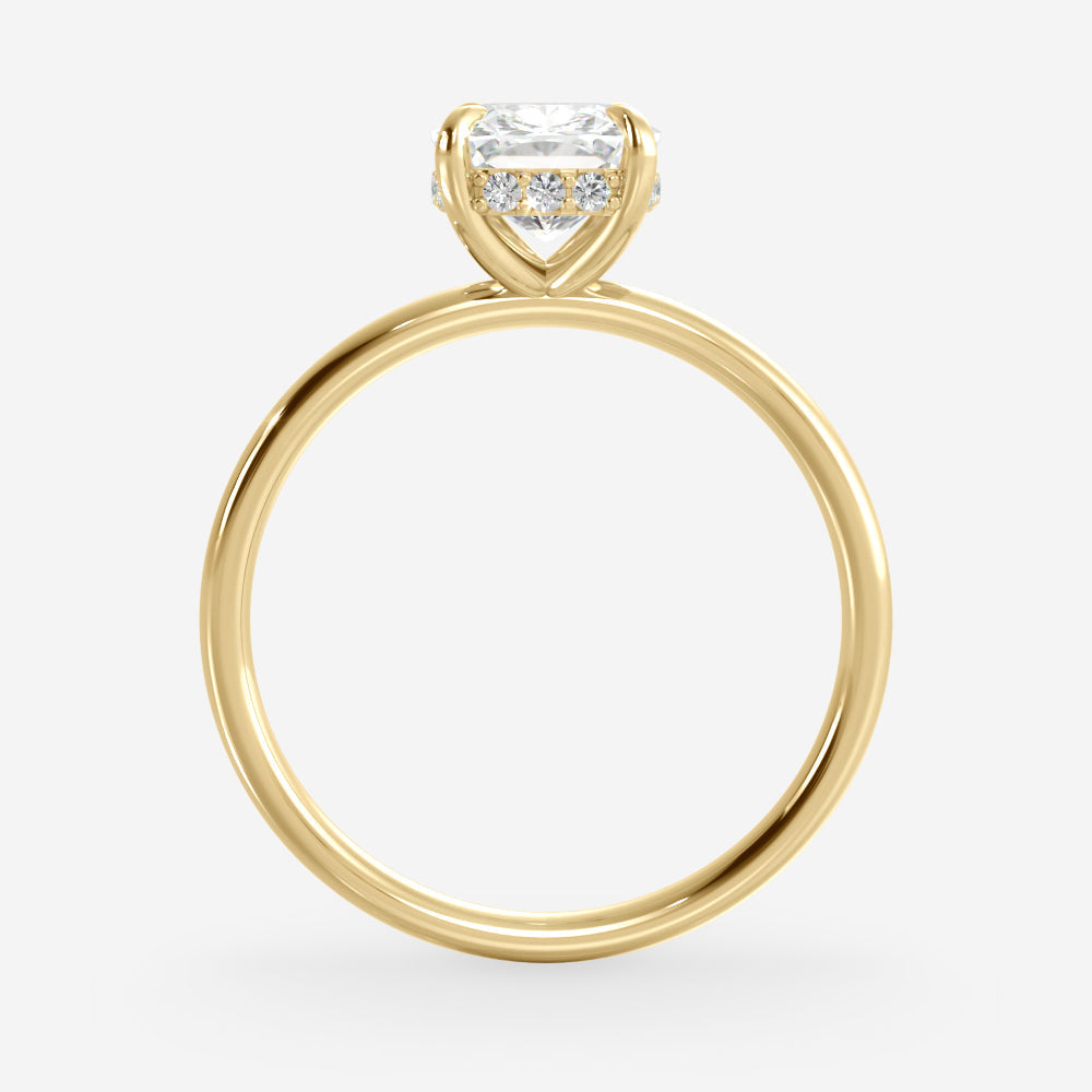 1.25 Carats Cushion Shape Moissanite Hidden Halo Engagement Ring