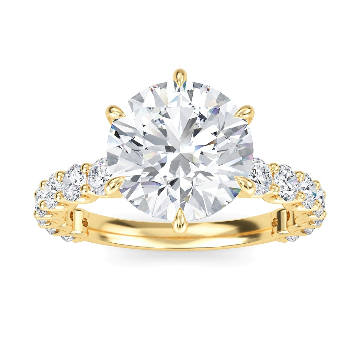 3.0 Carats Round Shape Moissanite Pave Engagement Ring