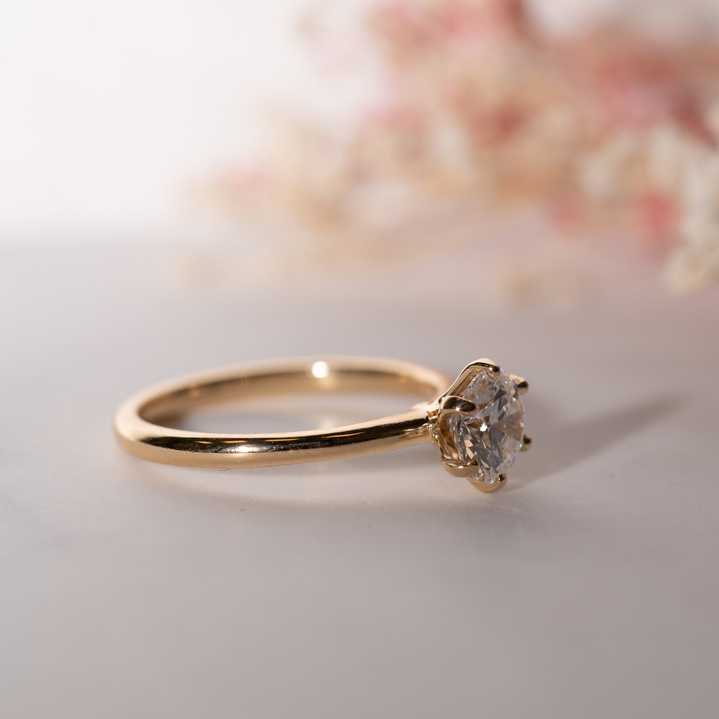 1.25 Carats Round Shape Moissanite Solitaire Engagement Ring