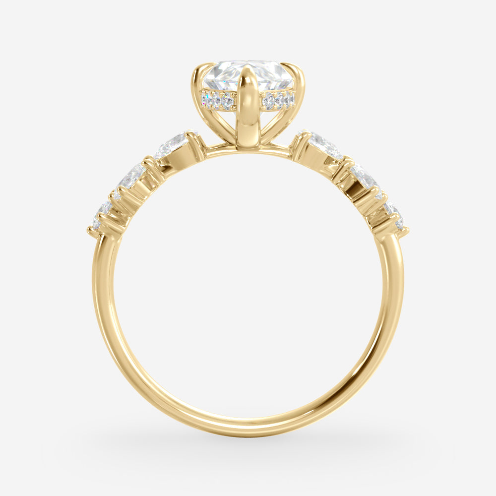 1.0 Carats Marquise Shape Moissanite Cluster Engagement Ring