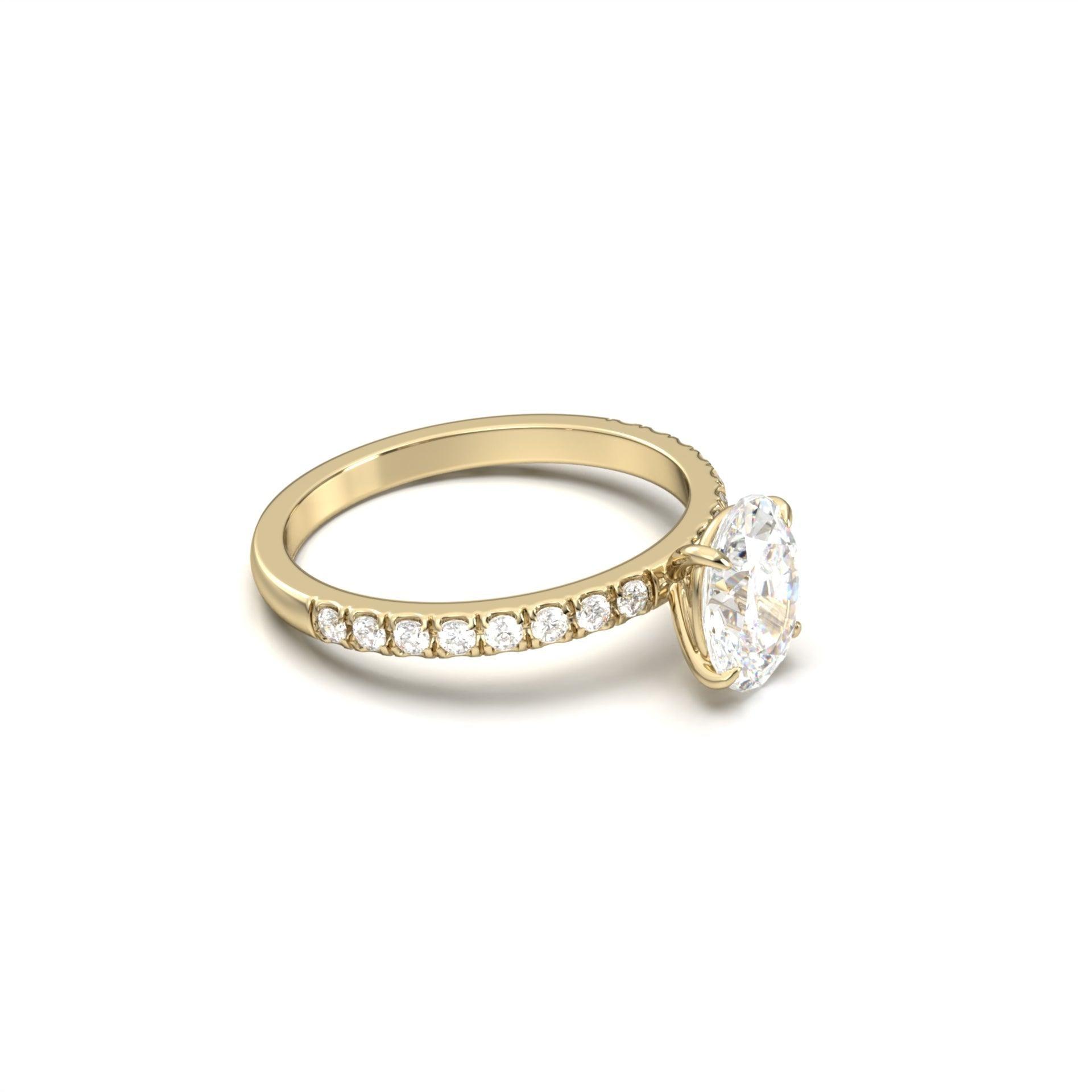 1.0 Carats Oval Shape Moissanite Pave Engagement Ring