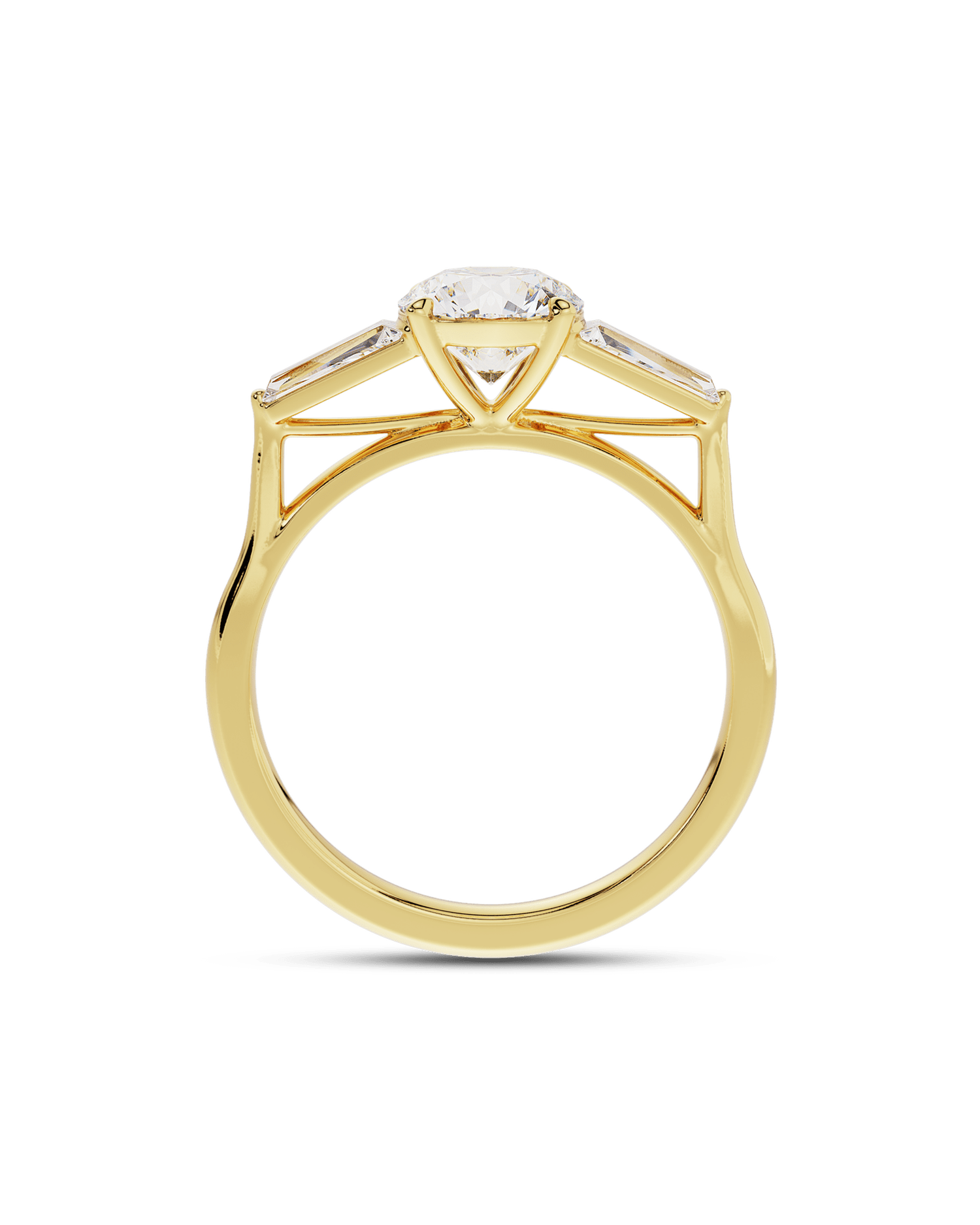 1.0 Carats Round Shape Moissanite Three Stone Engagement Ring