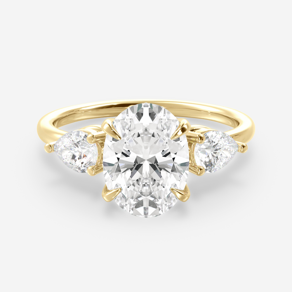 1.25 Carats Oval Shape Moissanite Three Stone Engagement Ring