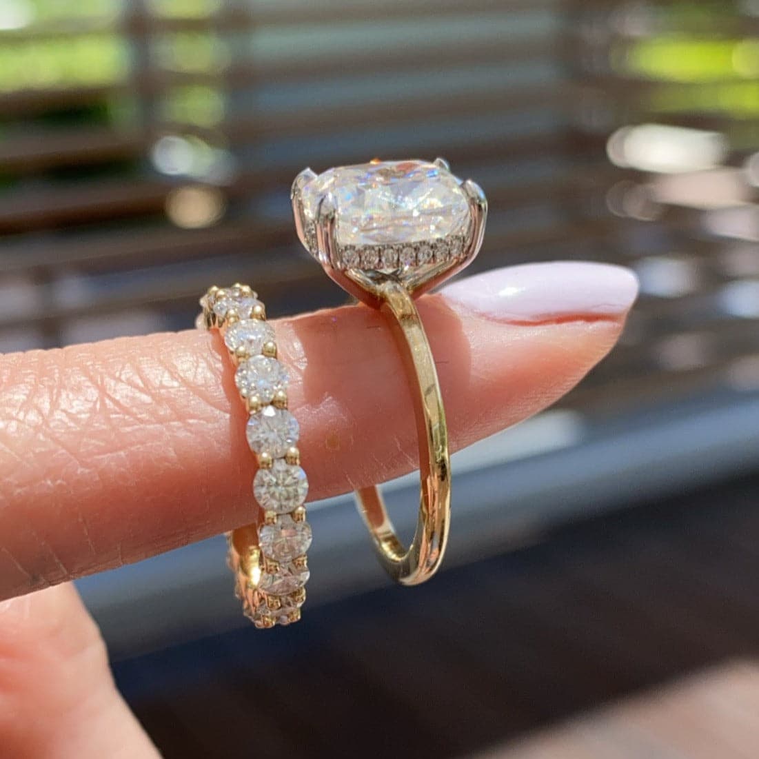 3.60 Carats Cushion Shape Moissanite Hidden Halo Engagement Ring