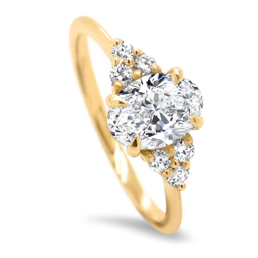1.0 Carats Oval Shape Moissanite Cluster Engagement Ring