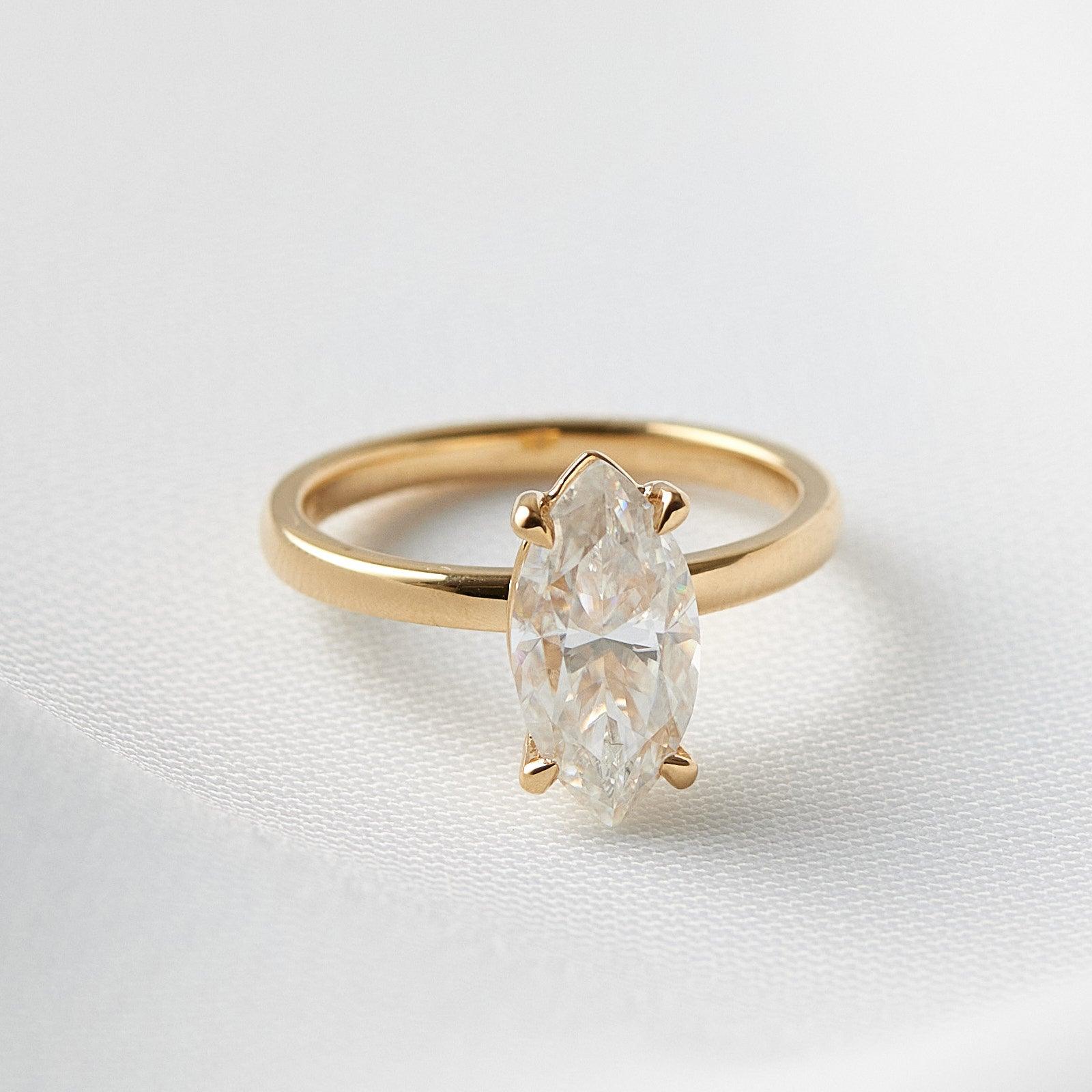 2.50 Carats Marquise Shape Moissanite Solitaire Engagement Ring