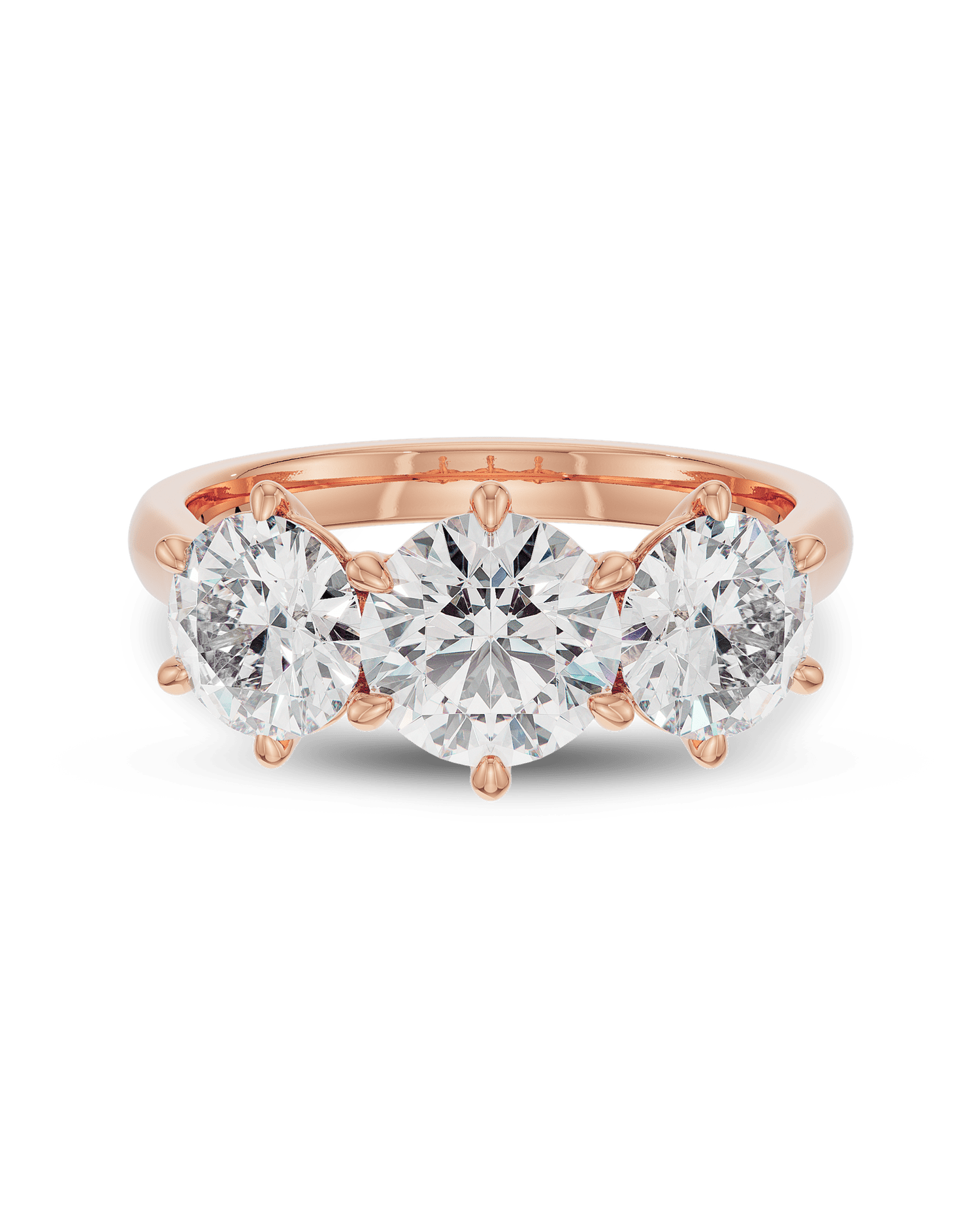 1.10 Carats Round Shape Moissanite Three Stone Engagement Ring