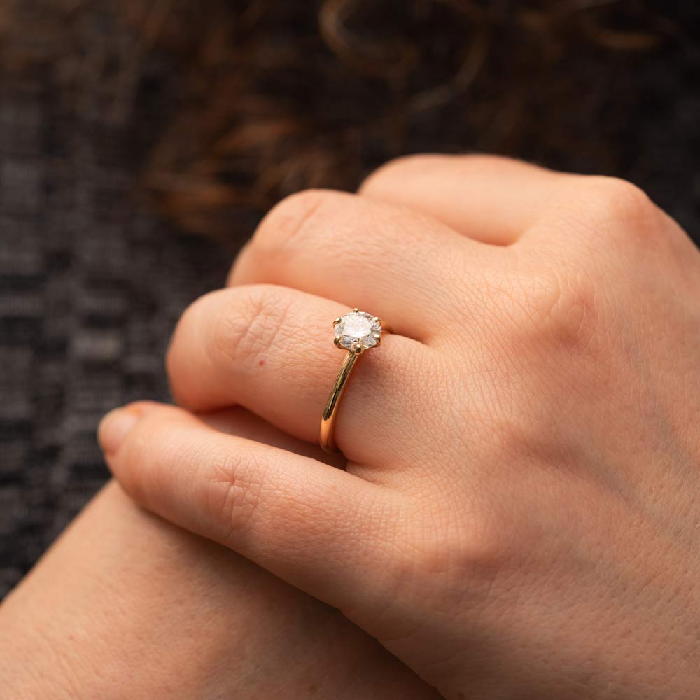 1.25 Carats Round Shape Moissanite Solitaire Engagement Ring