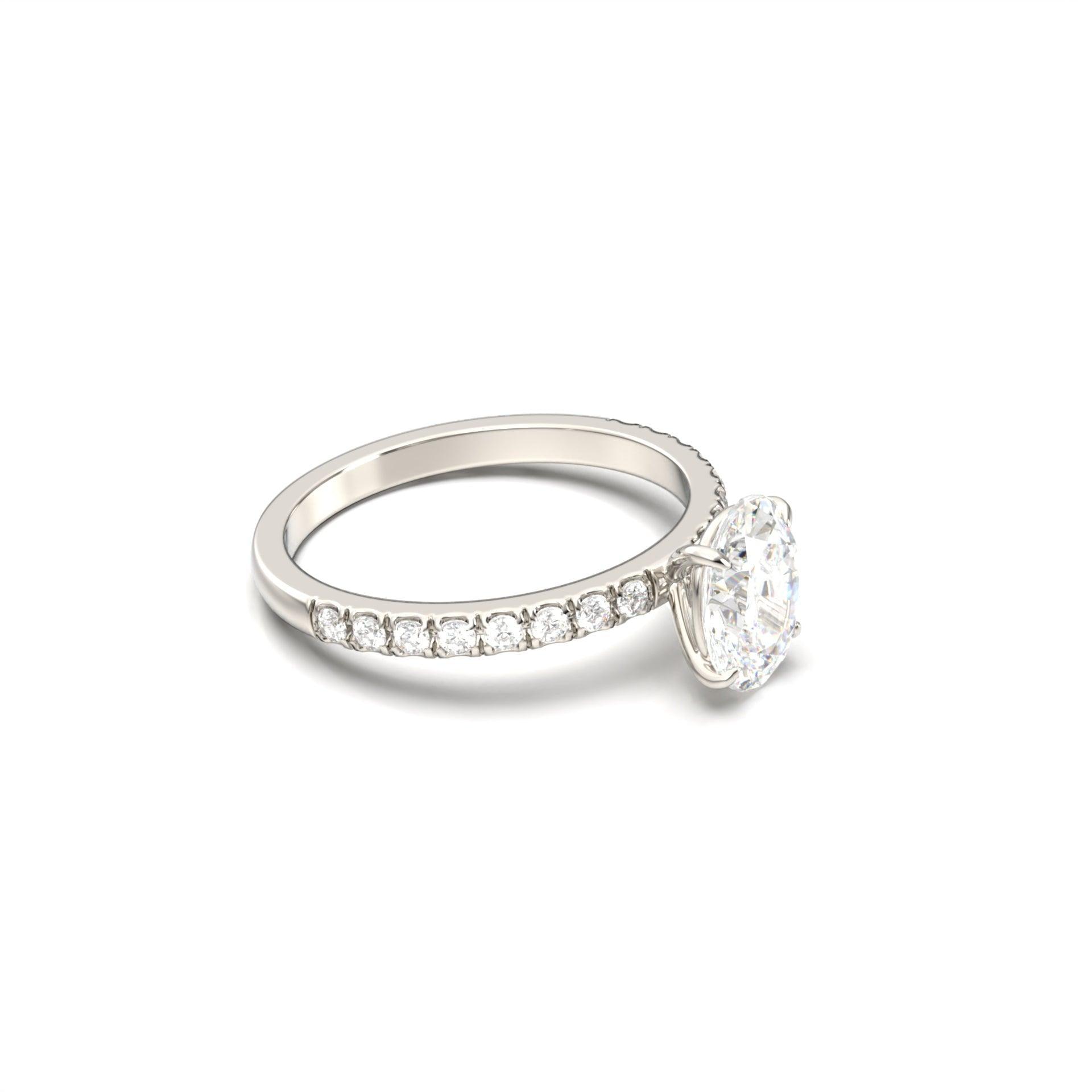 1.0 Carats Oval Shape Moissanite Pave Engagement Ring