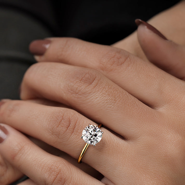 1.20 Carats Lab Grown Diamond Round Shape F-VS1 Hidden Halo Engagement Ring