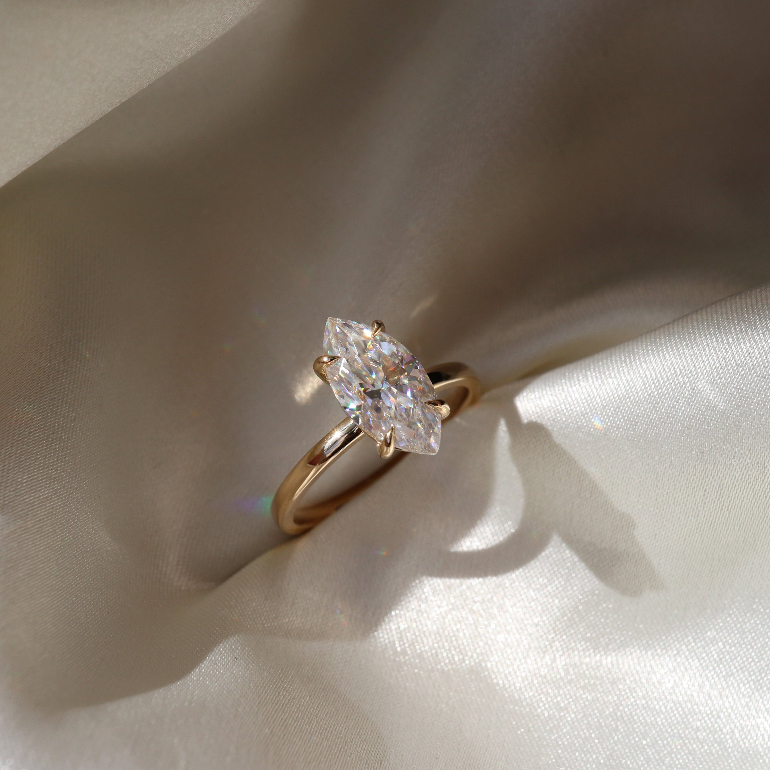 1.6 Carats Marquise Shape Solitaire Moissanite Engagement Ring