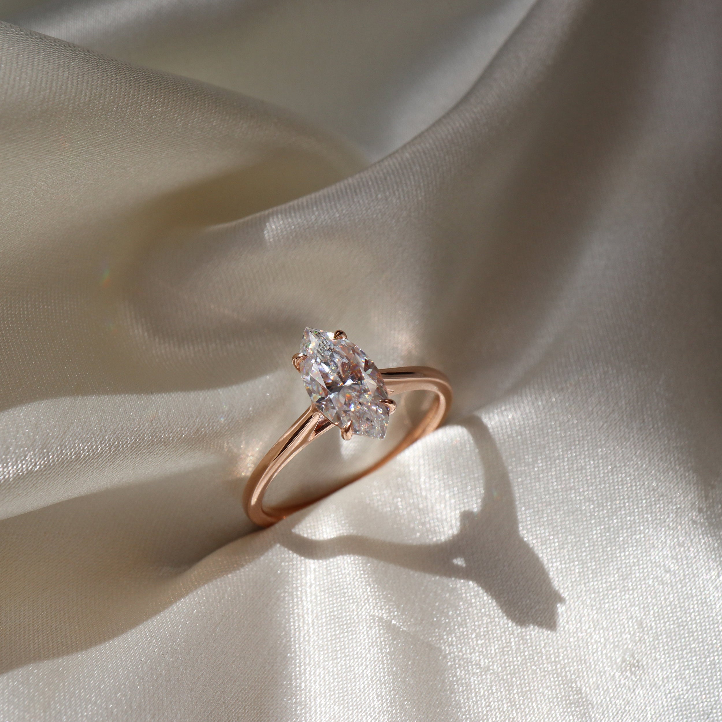 1.50 Carats Marquise Shape Moissanite Solitaire Engagement Ring