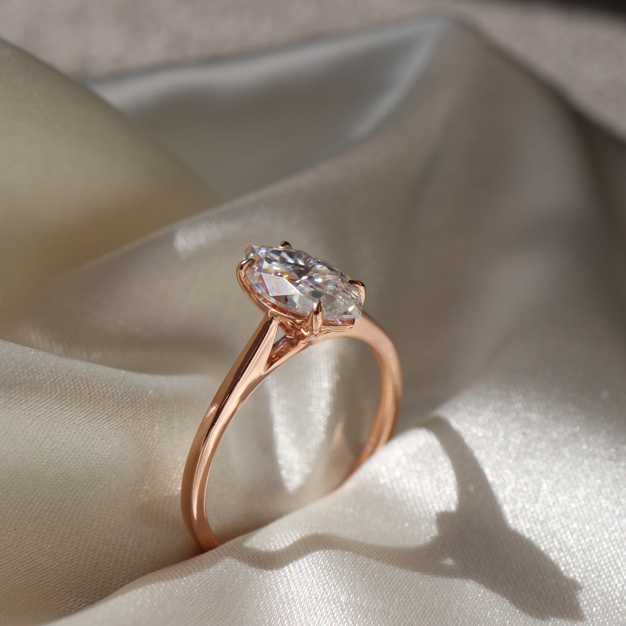 1.50 Carats Marquise Shape Moissanite Solitaire Engagement Ring