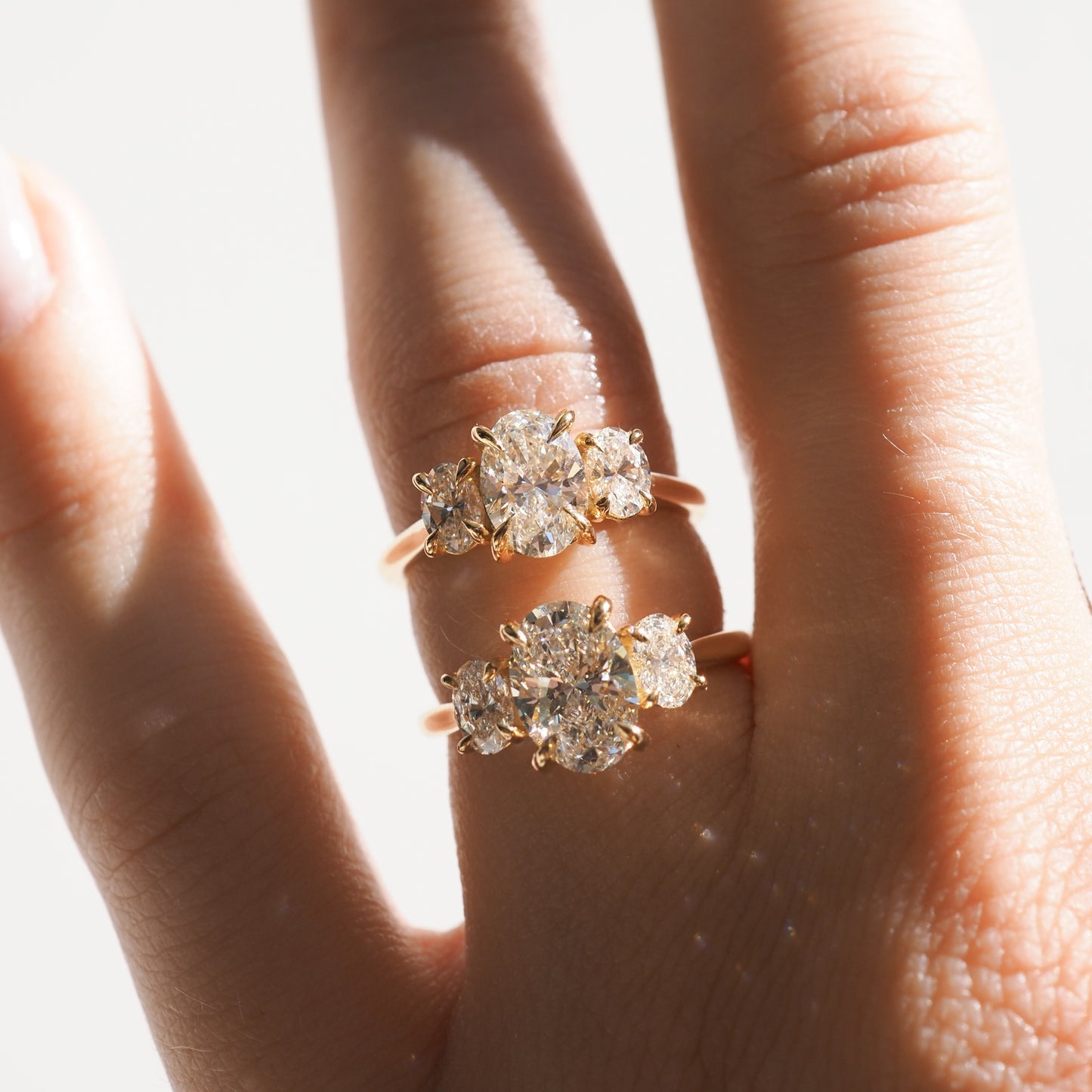 1.0 CT Oval E/VS1 CVD Diamond Three Stone Style Engagement Ring