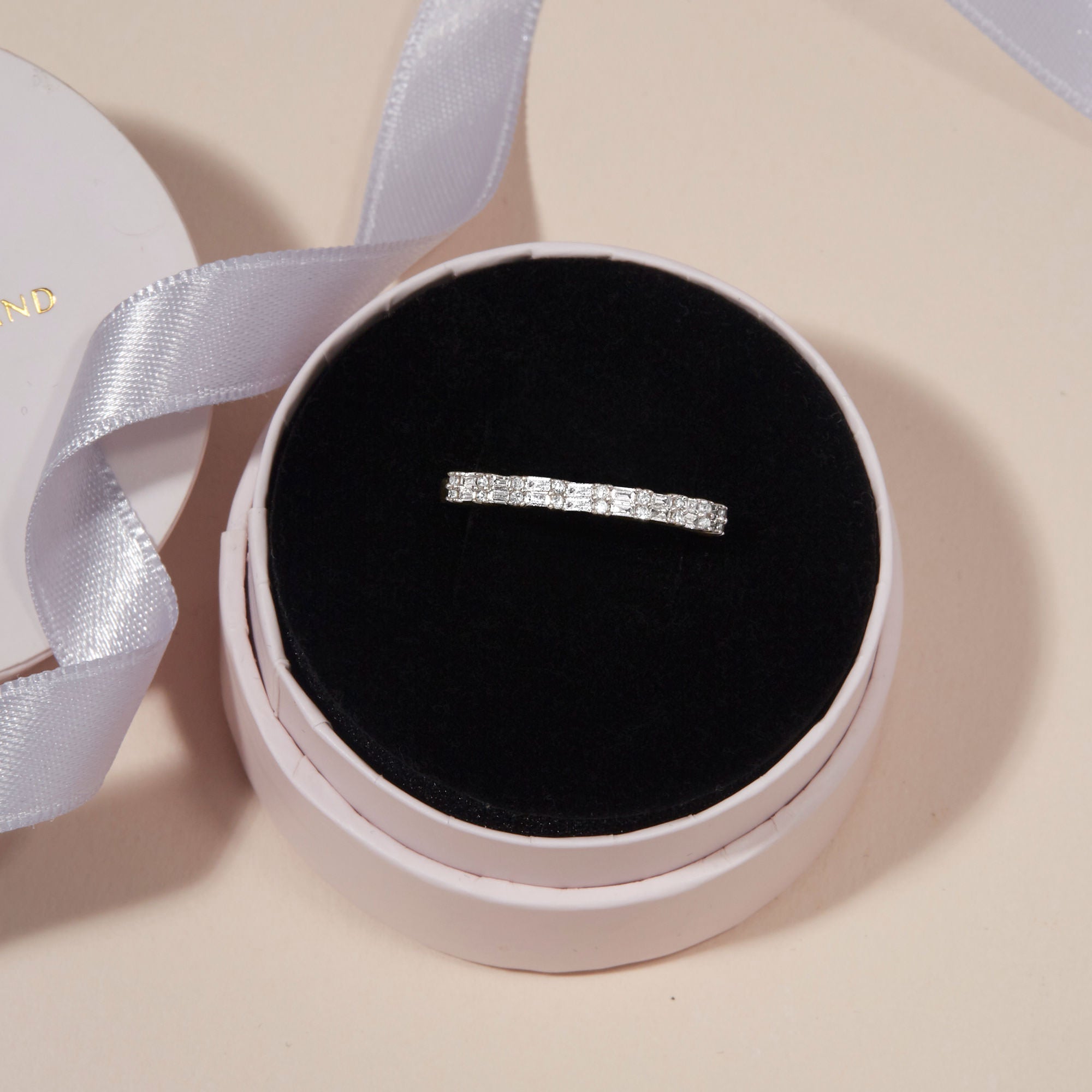 0.35 Carats Lab Grown Diamond Baguette & Round Shape Half Eternity Wedding Band