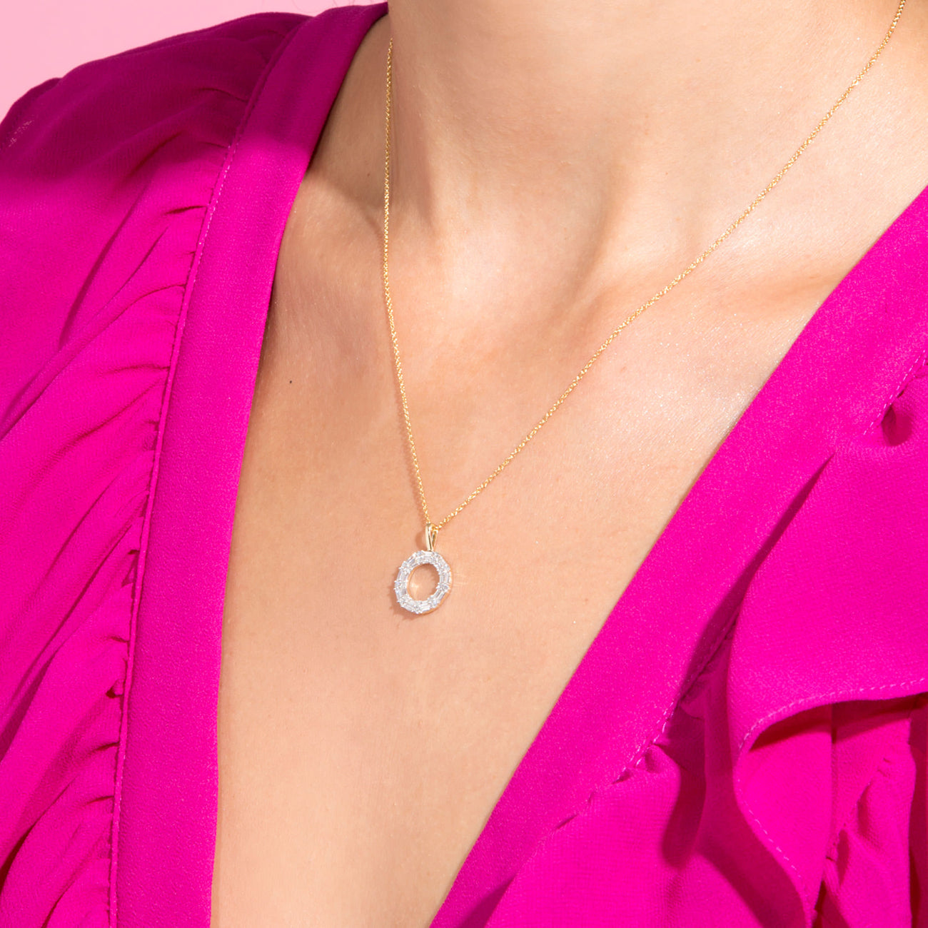 0.45 Carats Baguette & Round Shape Moissanite Solitaire Necklace