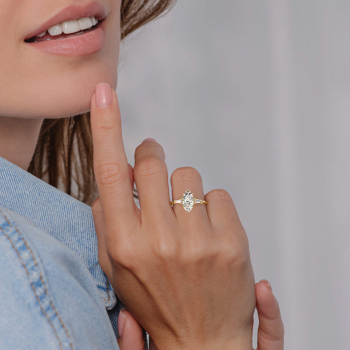 2.50 Carats Lab Grown Diamond Marquise Shape E-VS1 Three Stones Engagement Ring