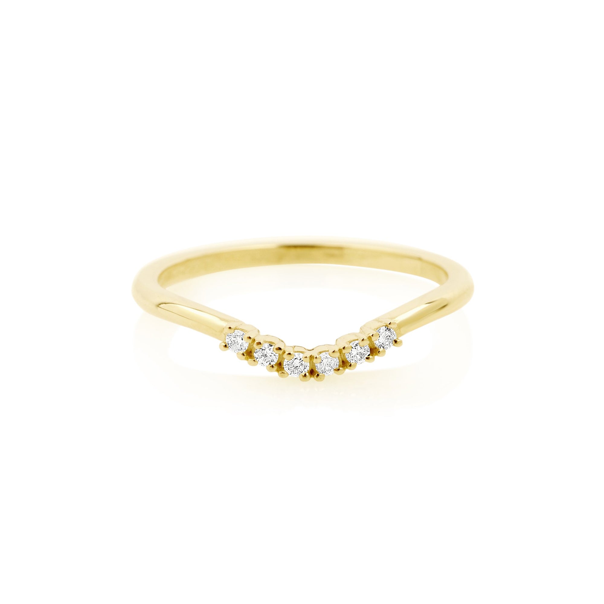 0.12 Carats Lab Grown Diamond Round Shape Curved Wedding Band