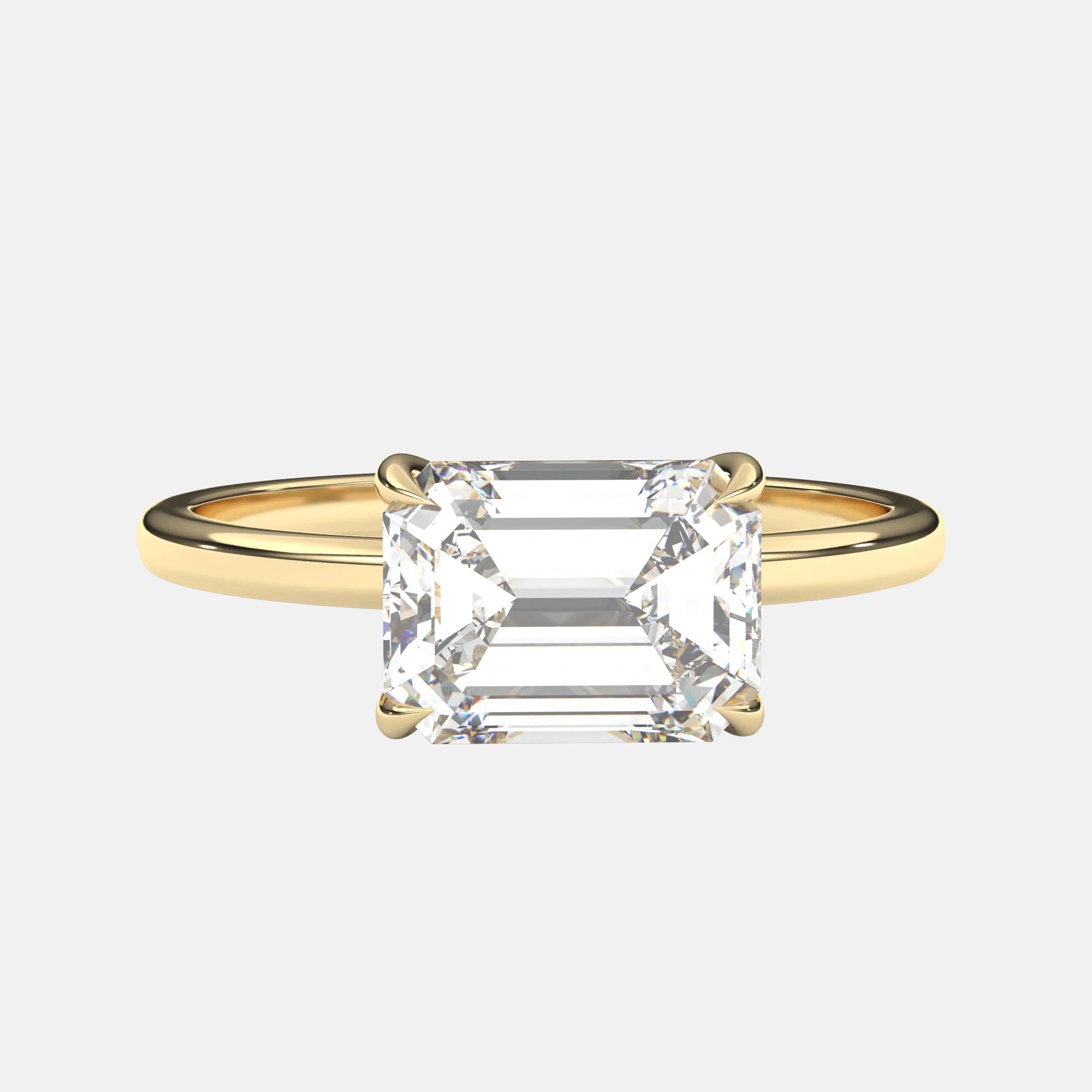 1.5 Carats Emerald Shape Solitaire Moissanite Engagement Ring