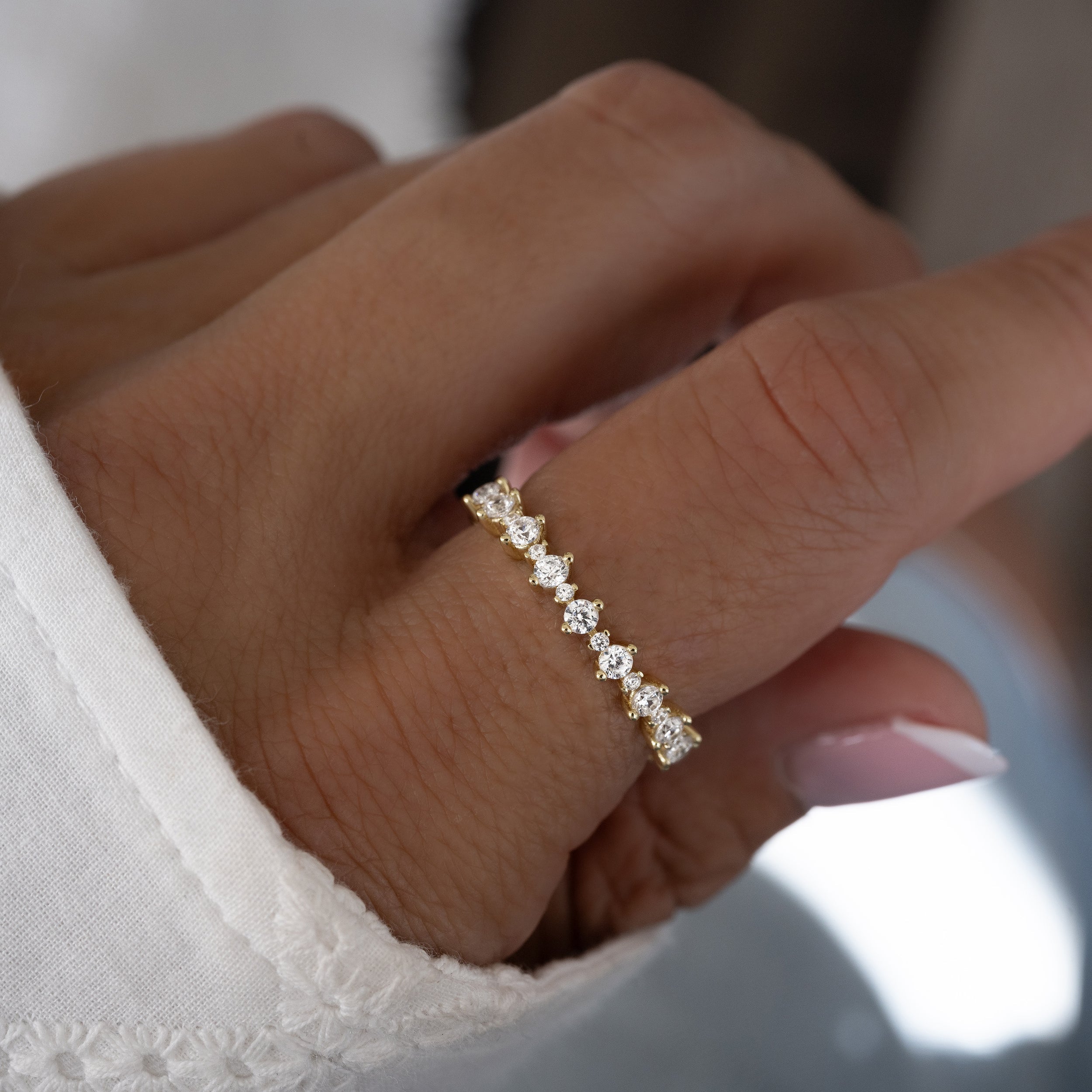 0.45 Carats Moissanite Round Cut Eternity Wedding Band
