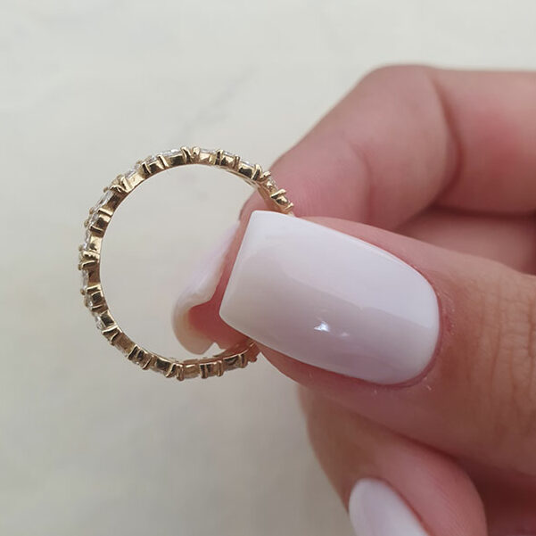 0.8 Carats Lab Grown Diamond Marquise & Round Shape Eternity Wedding Band
