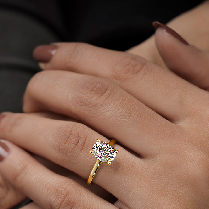 1.20 Carats Lab Grown Diamond Cushion Shape F-VS1 Solitaire Engagement Ring