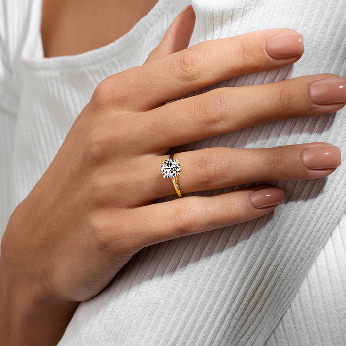 1.0 Carats Lab Grown Diamond Round Shape F-VS1 Solitaire Engagement Ring