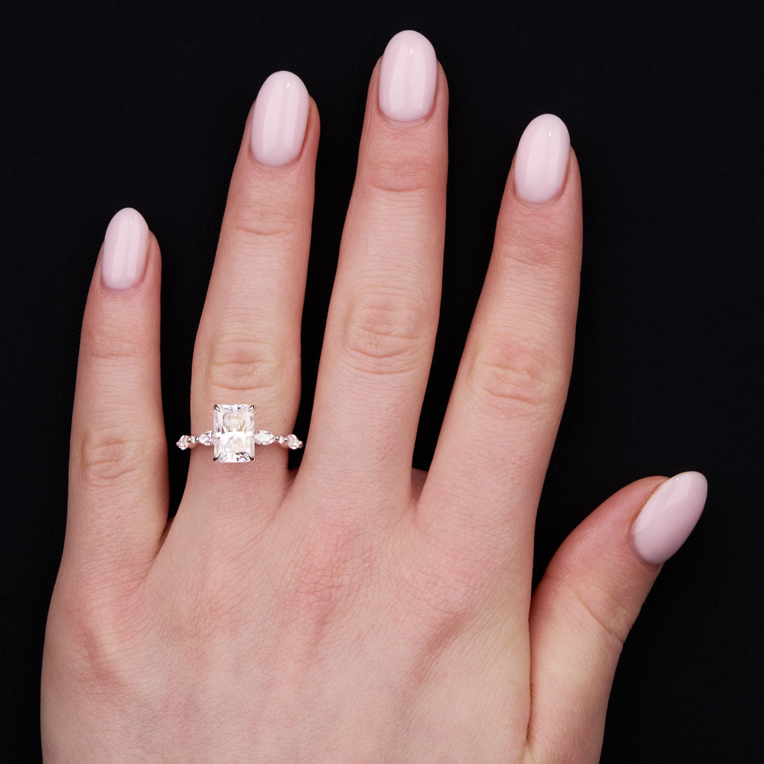 1.70 Carats Radiant Shape Moissanite Pave Setting Engagement Ring