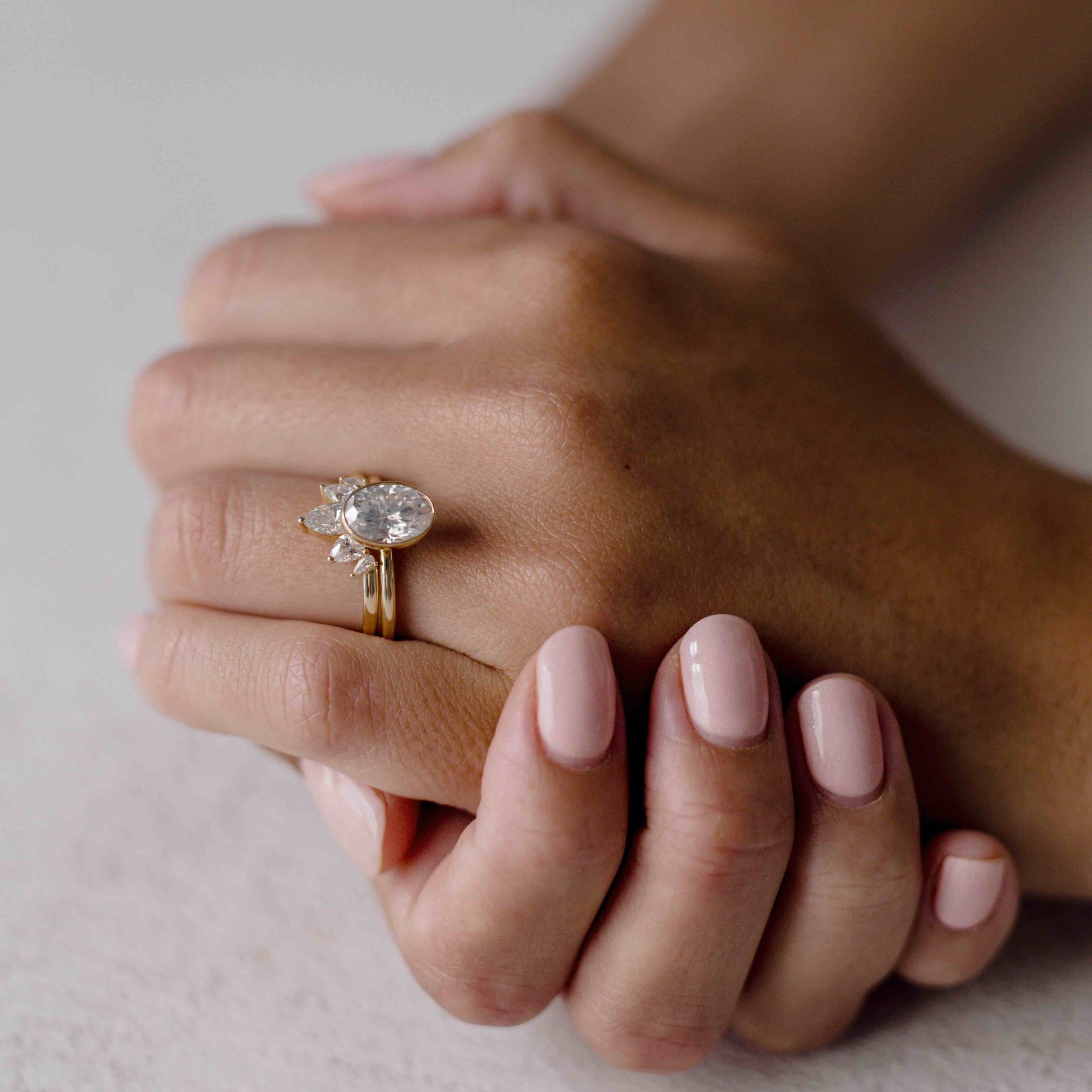 0.80 Carats Oval Shape Moissanite Bezel Solitaire Engagement Ring