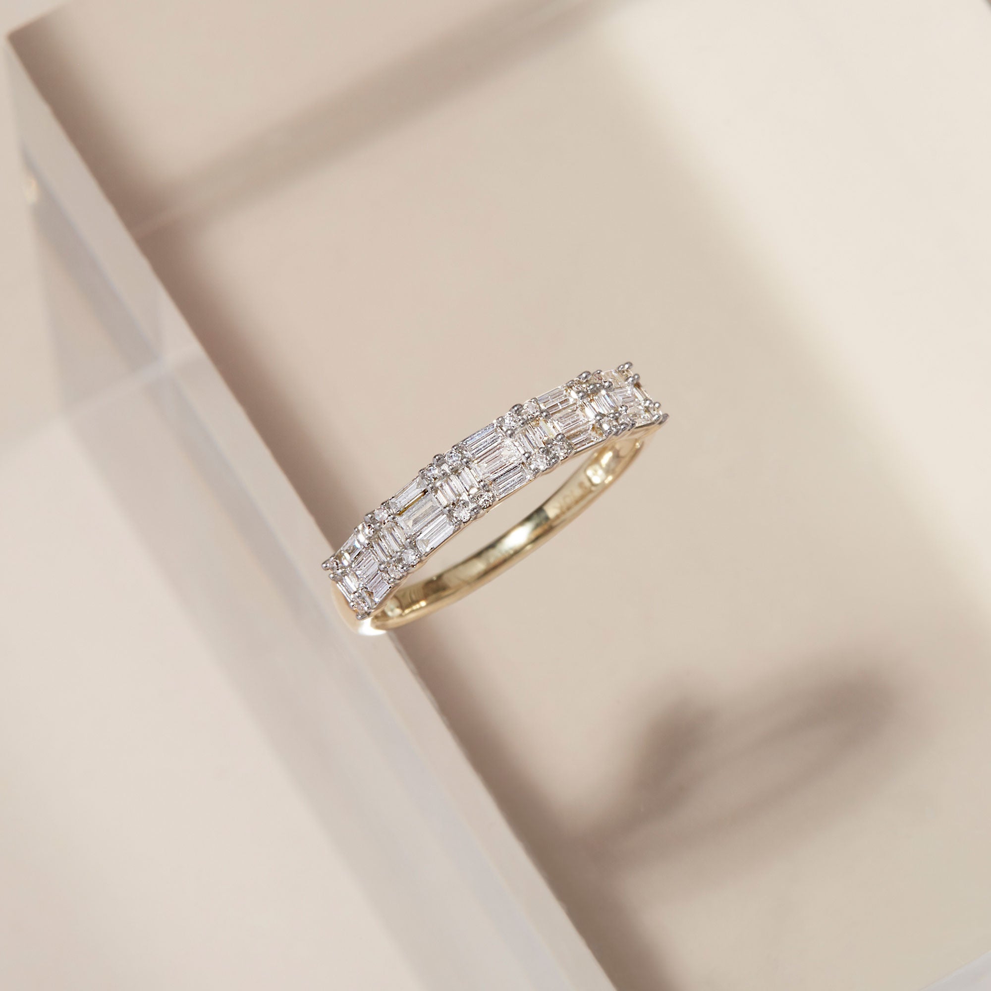 0.48 Carats Lab Grown Diamond Emerald Shape Bar Setting Wedding Band