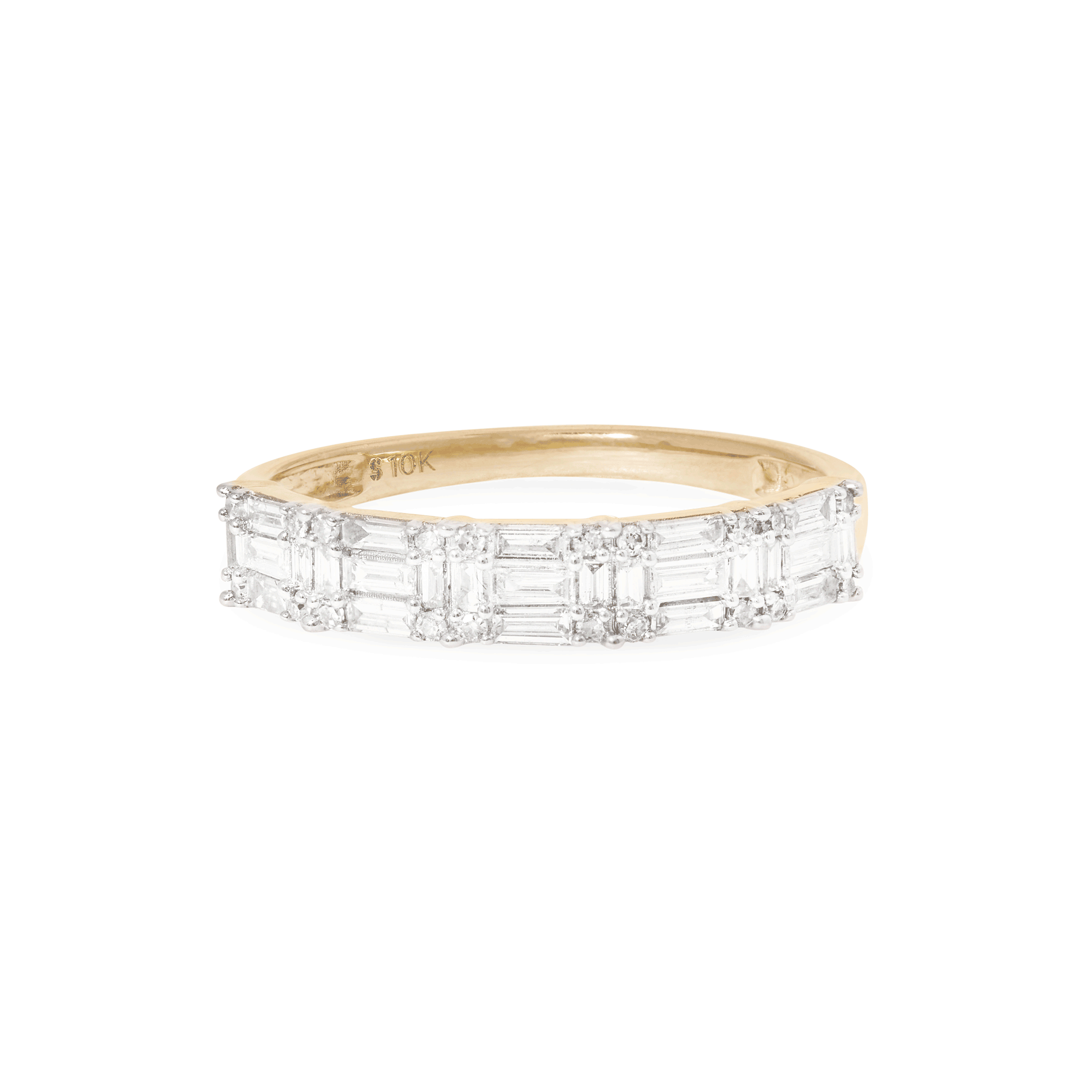 0.48 Carats Lab Grown Diamond Emerald Shape Bar Setting Wedding Band