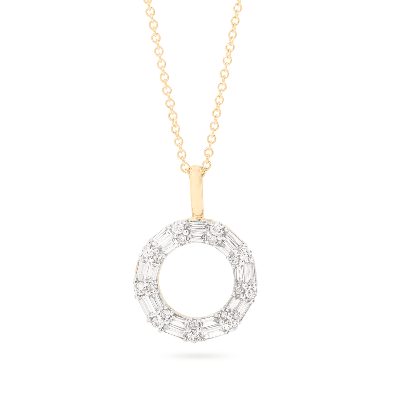 0.45 Carats Baguette & Round Shape Moissanite Solitaire Necklace