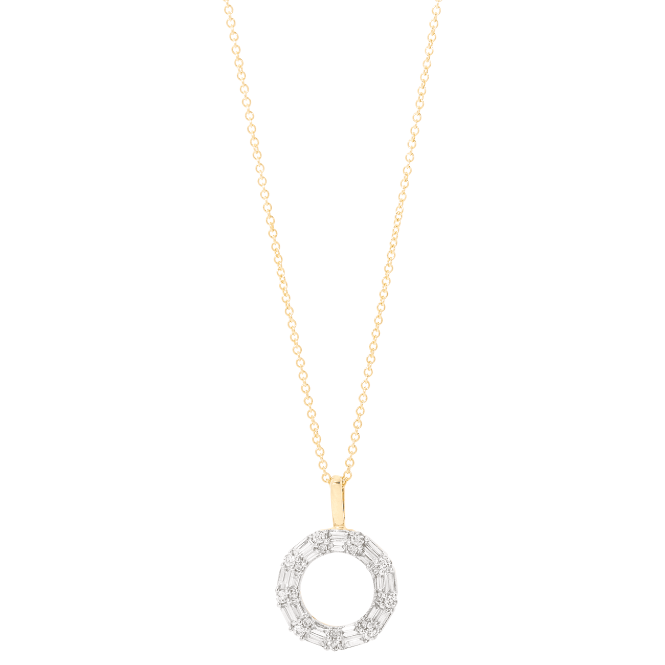 0.45 Carats Baguette & Round Shape Moissanite Solitaire Necklace