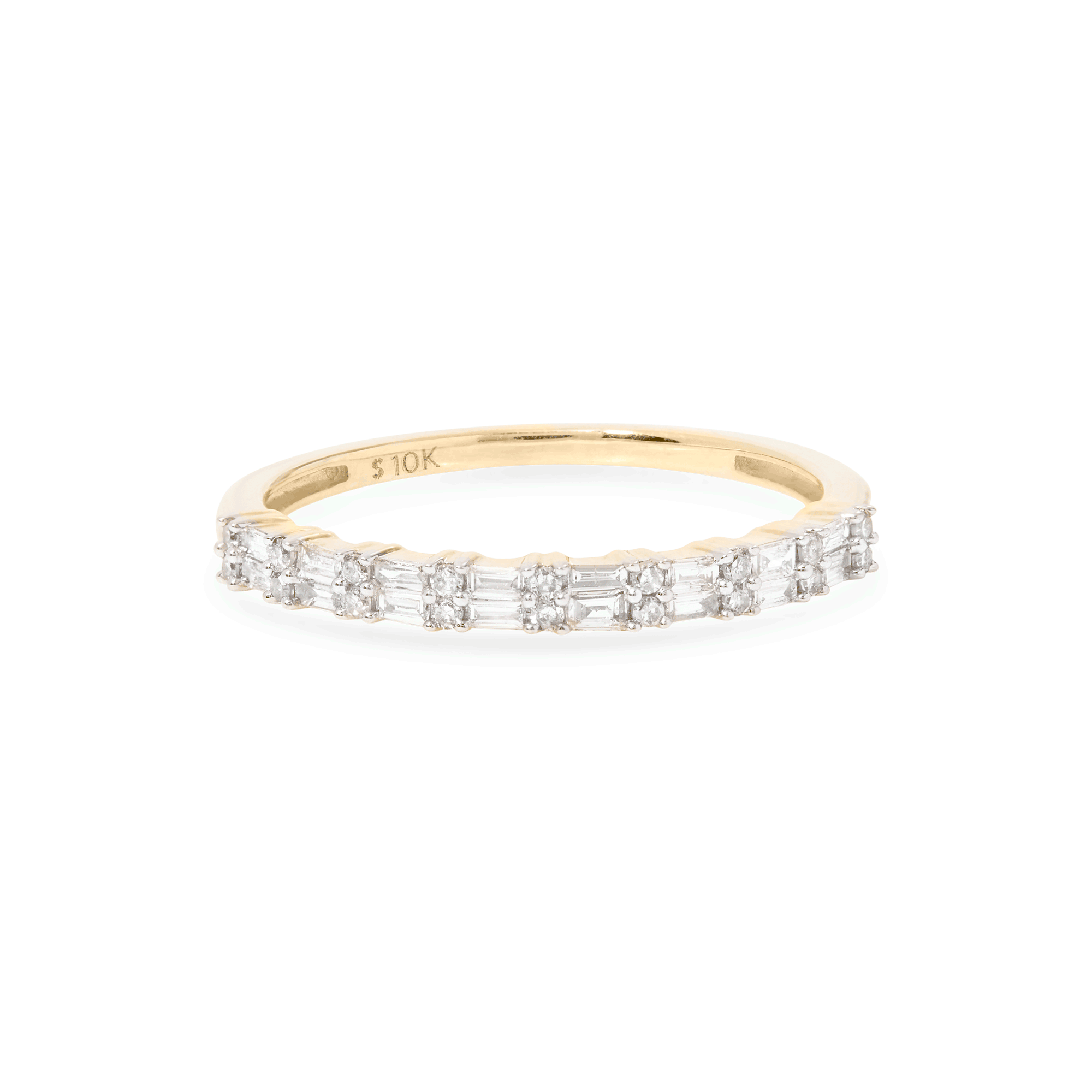 0.35 Carats Lab Grown Diamond Baguette & Round Shape Half Eternity Wedding Band